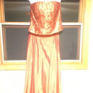 Size 12 Jacquard Strapless Top & A-Line Maxi Skirt